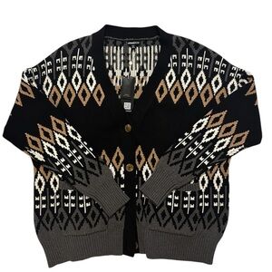 NWT💕 MINNIE ROSE Cotton Cashmere Fair Isle Cardigan - Black/Multi  XS/S